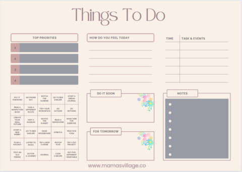 Things to Do Planner - Mama's Village